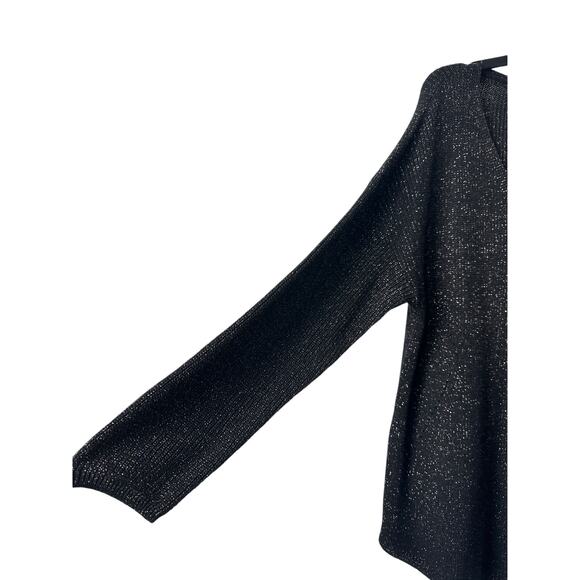 A.n.a Black Gold Lurex Sweater Top V Neck Long Sleeves Women’s Plus Size 2X - Picture 8 of 9